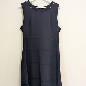 Tommy Hilfiger Dark Blue Sleeveless Cocktail Dress w/ gold zipper Size 14 Preppy